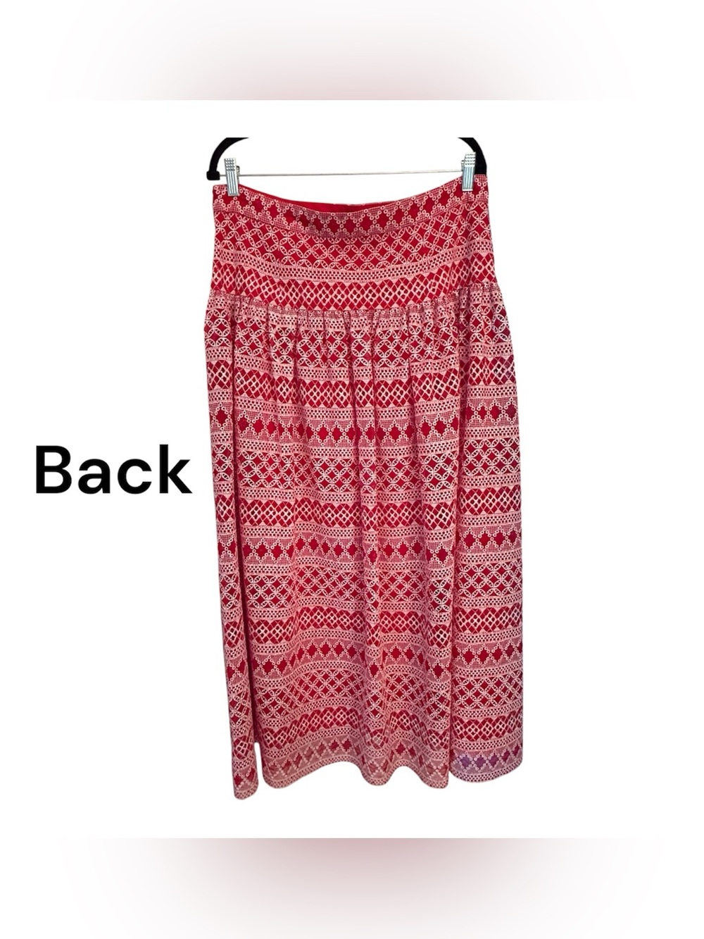 Antonio Melani Red Lace Puff-Sleeve Peasant Top and Maxi Skirt Set Size 14 - Picture 3 of 15